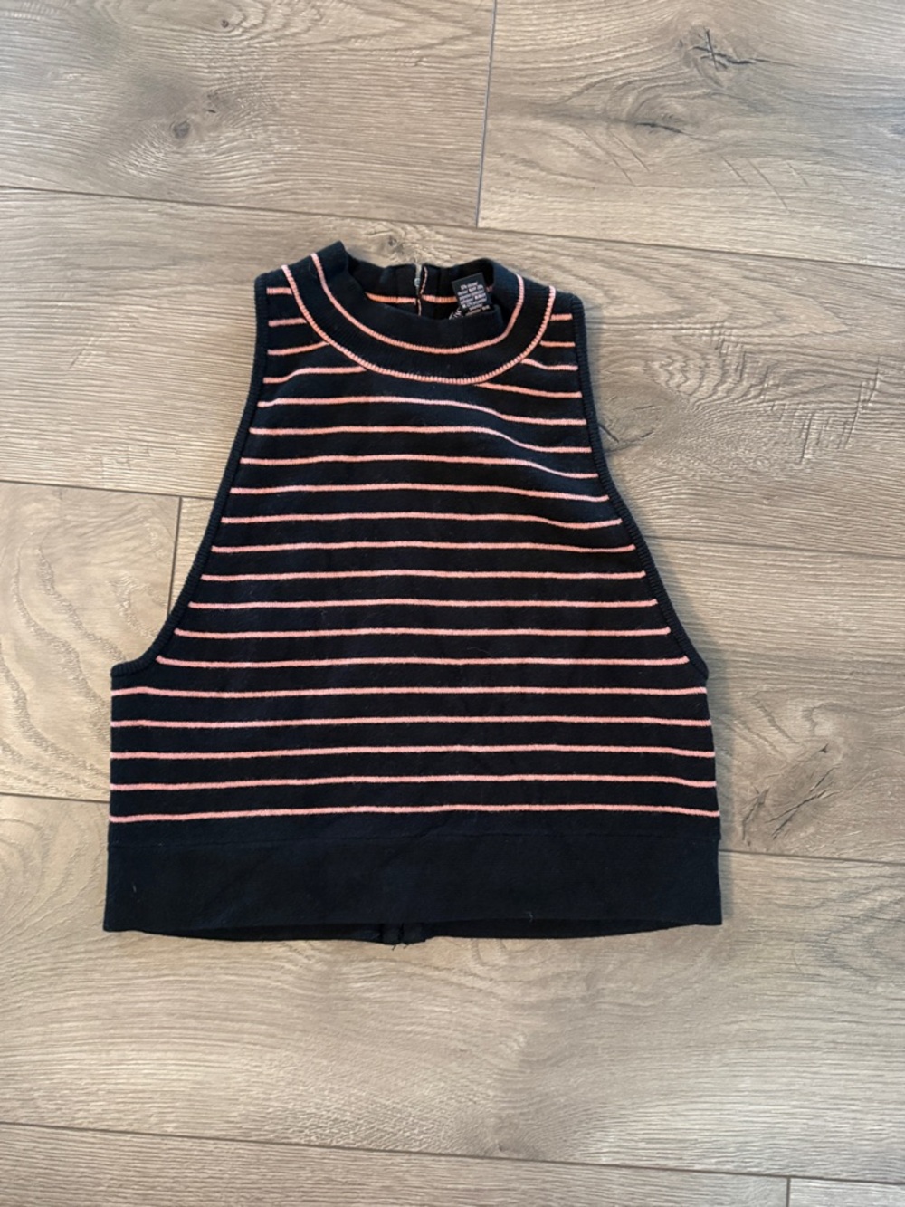Victoria's Secret Black and Pink Striped Mock Neck Cropped Tank